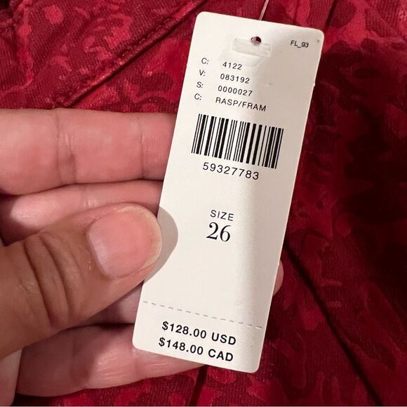 Anthropologie Pilcro Flocked High-Rise Red Denim Leggings Women's Sz. 26 NWT - Picture 13 of 16